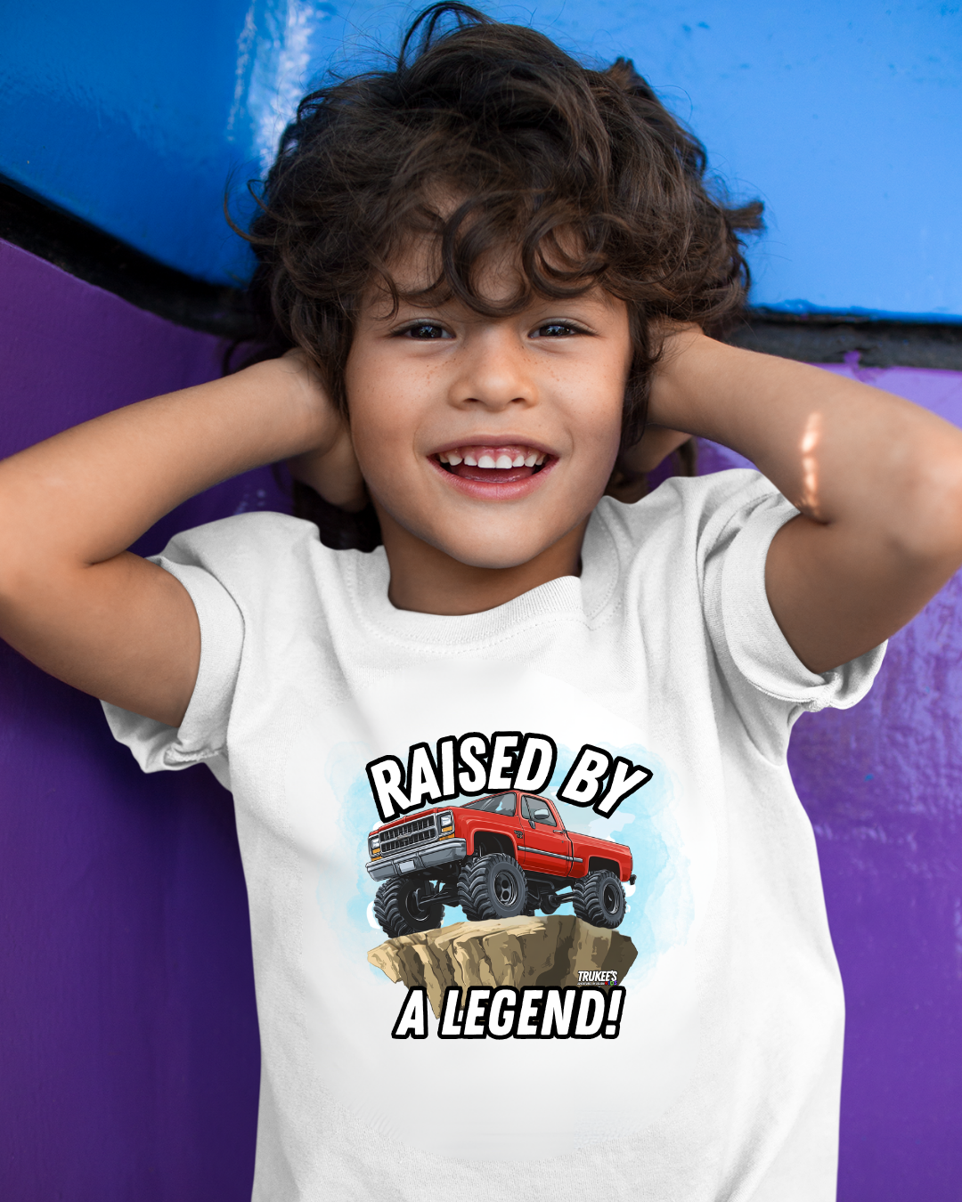 Raised By A Legend! Monster Truck Graphic Tee